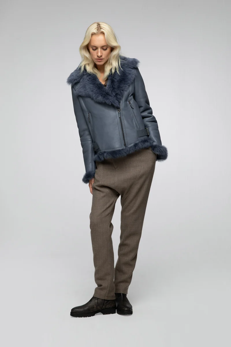 Indigo Lammfelljacke
