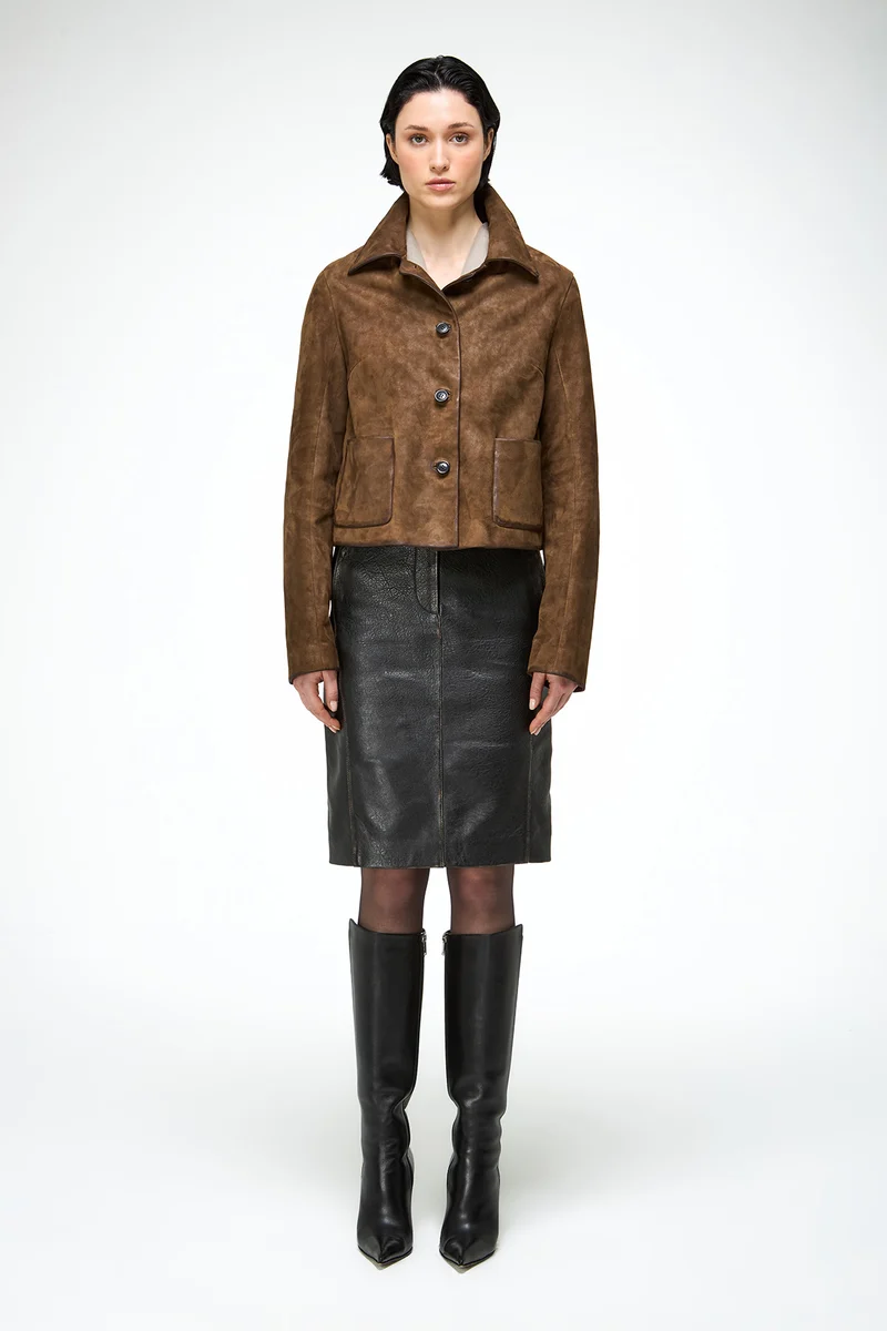 Valentina - Olive Lederjacke