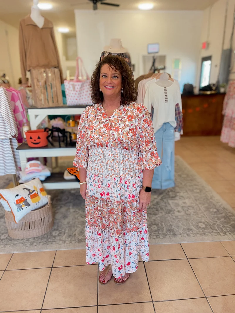 Floral Patterned Long Sleeve Dress