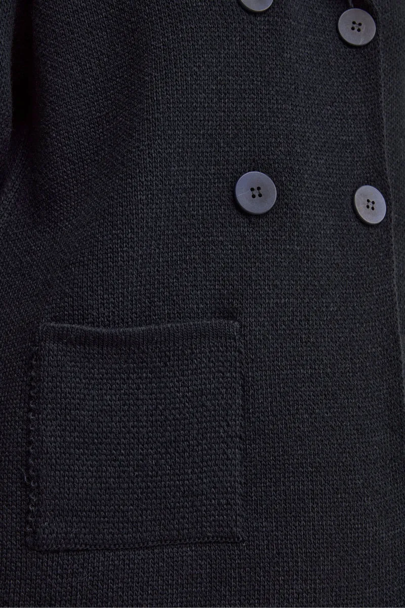 Cardigan Doppiopetto in Maglia con Cappuccio - BLU