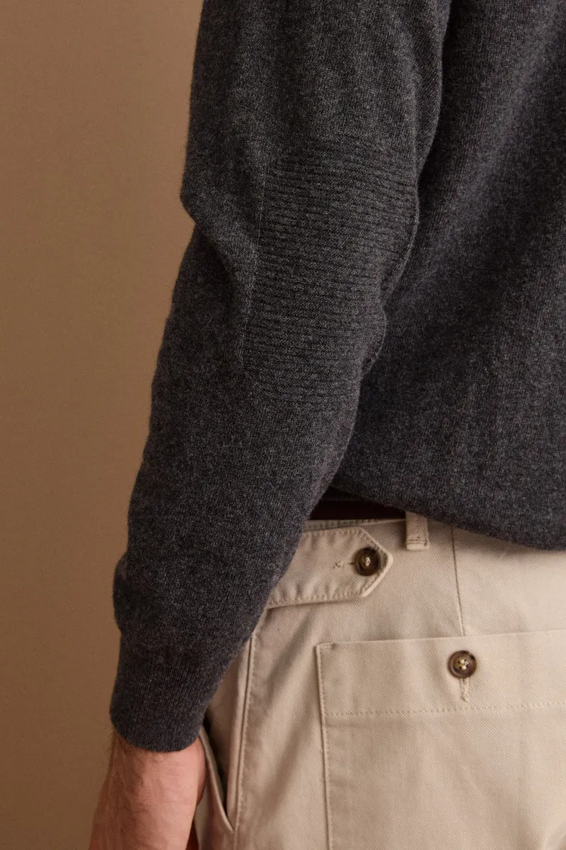 Maglia Girocollo in Pura Lana Merino - ANTRACITE