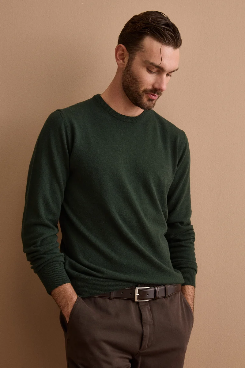 Maglia Girocollo in Pura Lana Merino - VERDE