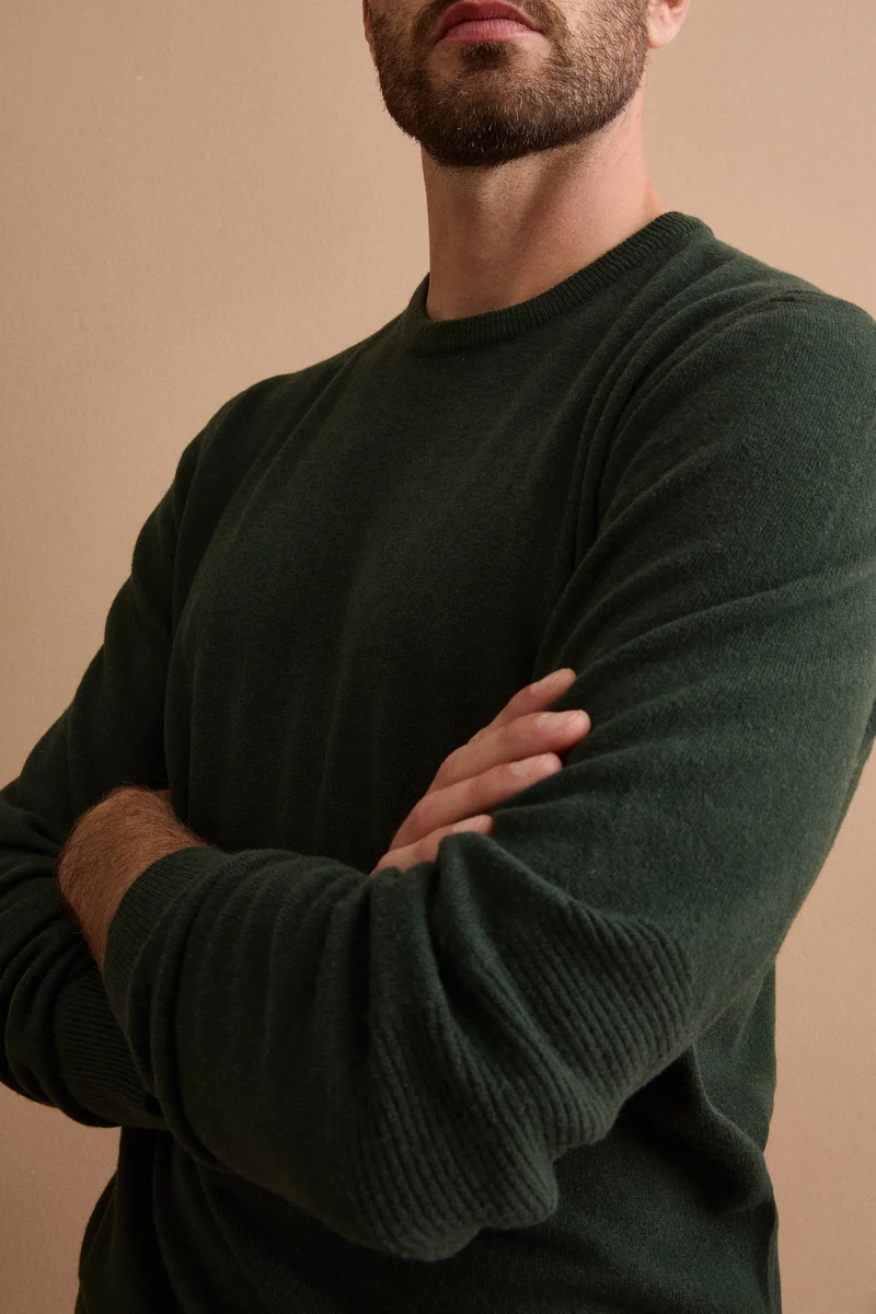 Maglia Girocollo in Pura Lana Merino - VERDE