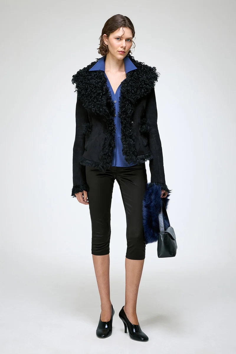 Filipa - Schwarze Lammfelljacke