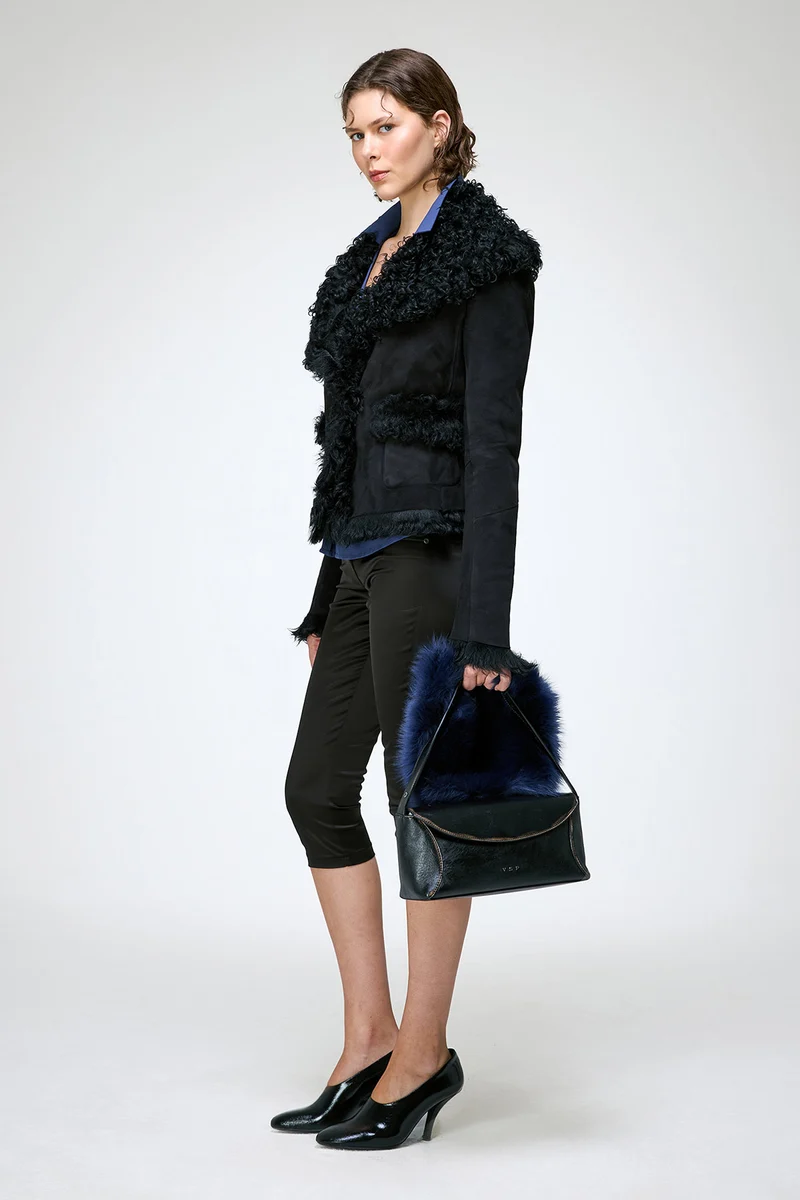 Filipa - Schwarze Lammfelljacke