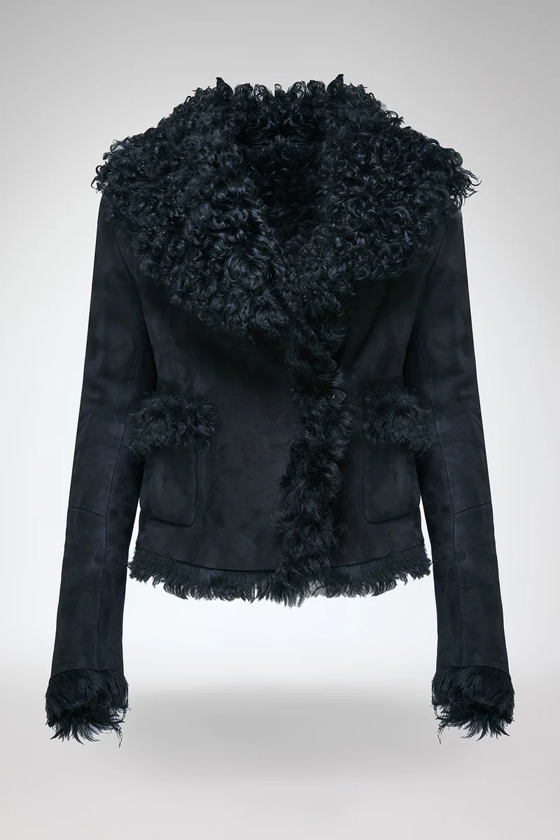 Filipa - Schwarze Lammfelljacke