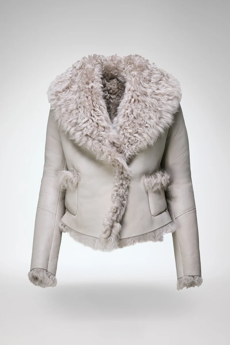 Filipa - Graue Lammfelljacke