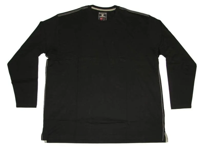 Redfield Langarmshirt Herren Übergröße schwarz basic