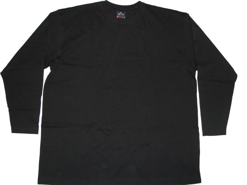 BigTiger Langarm T-Shirt Übergröße Schwarz Herren