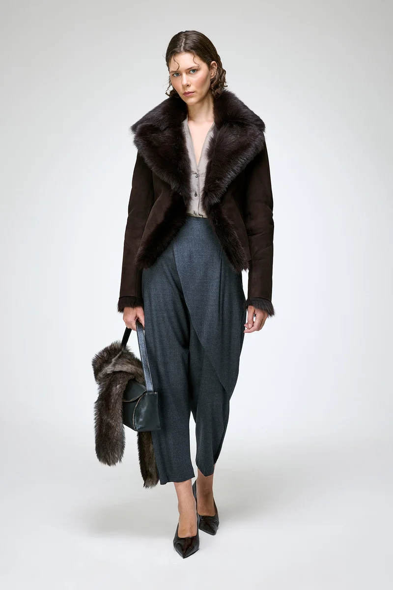 Aurora - Braune Lammfelljacke