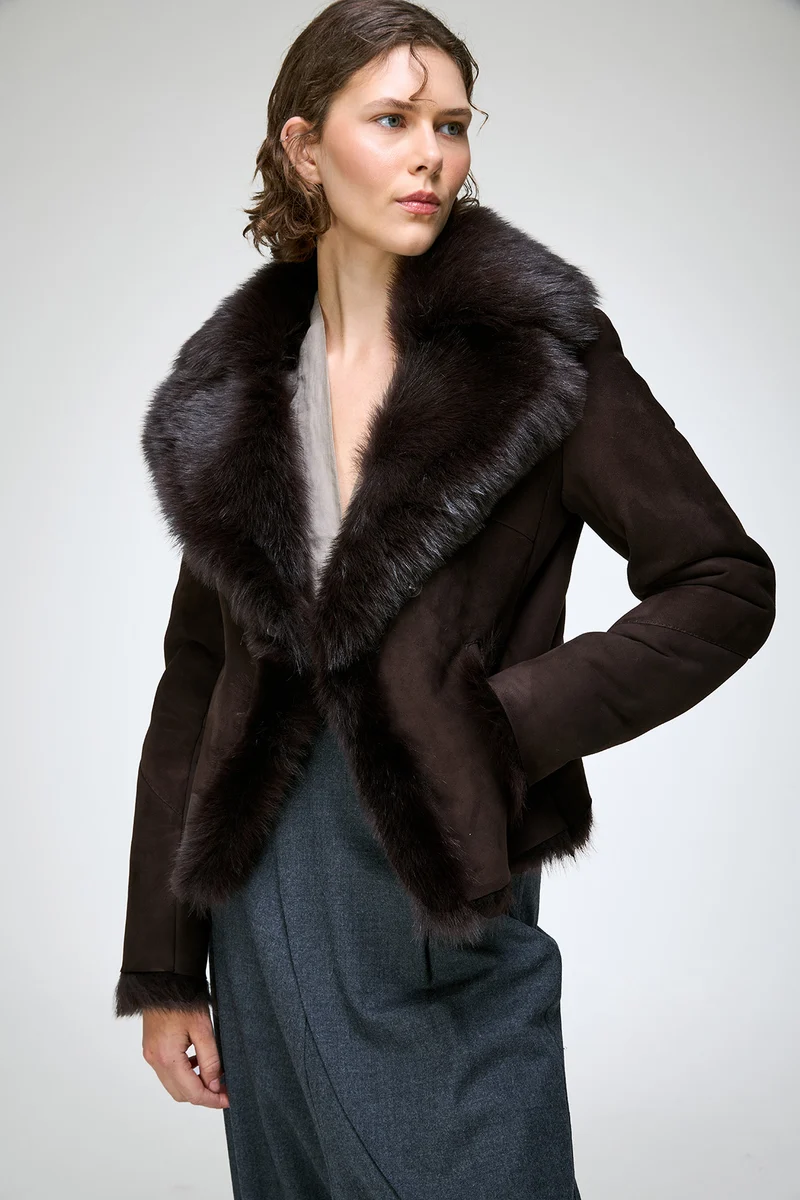 Aurora - Braune Lammfelljacke