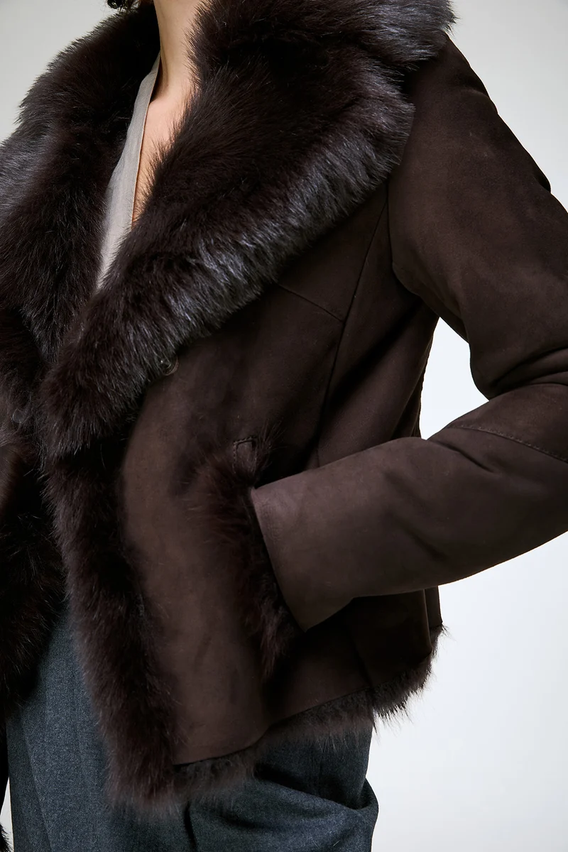Aurora - Braune Lammfelljacke