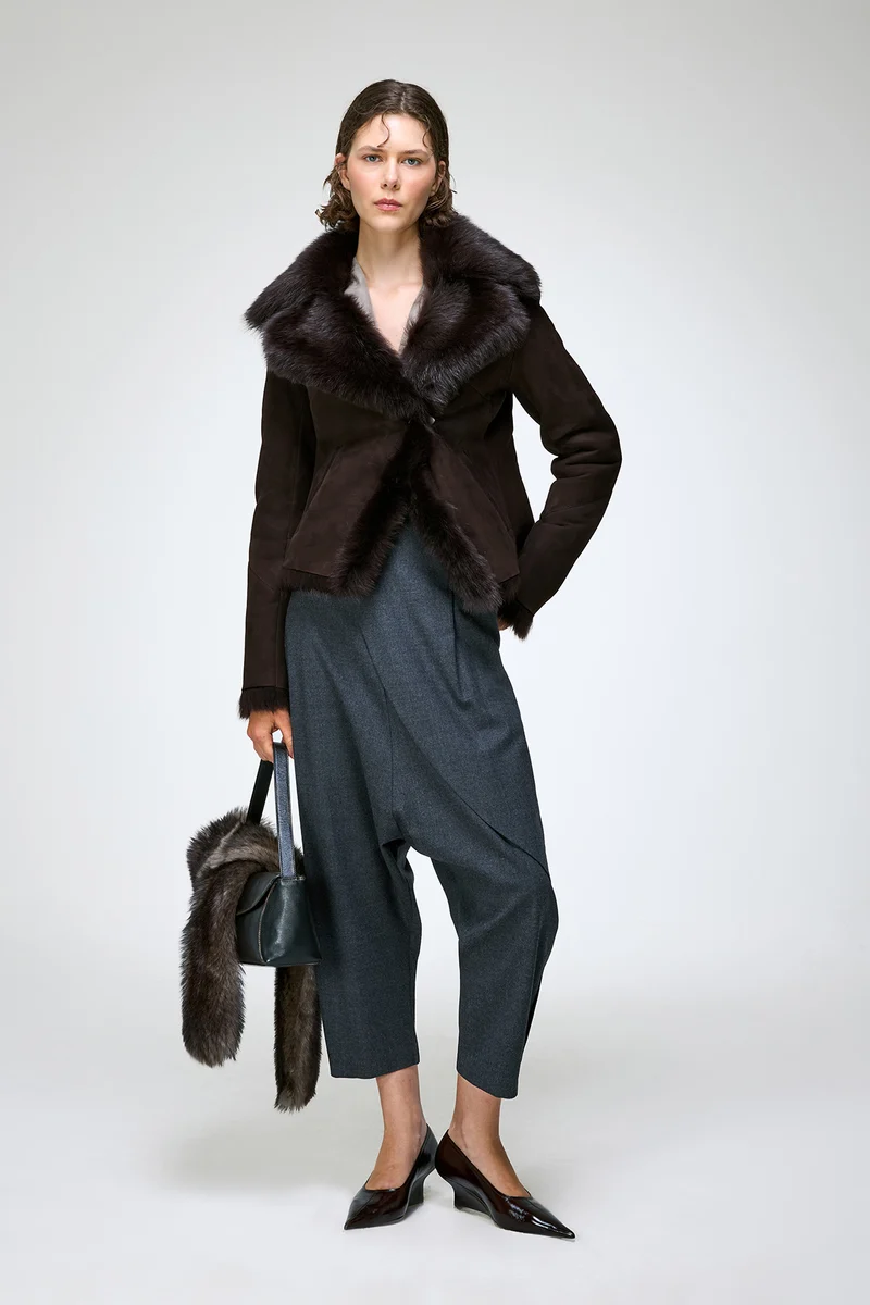 Aurora - Braune Lammfelljacke