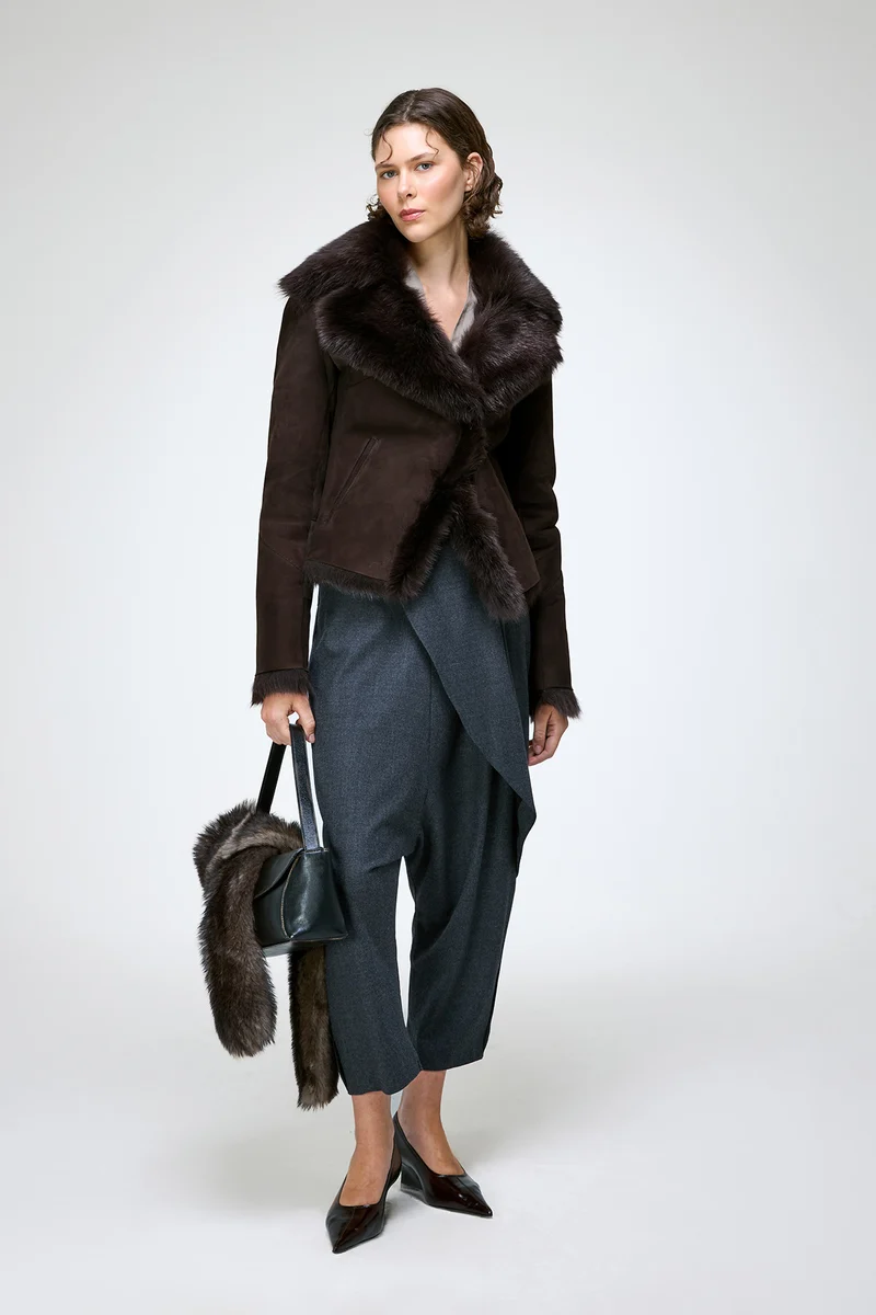 Aurora - Braune Lammfelljacke