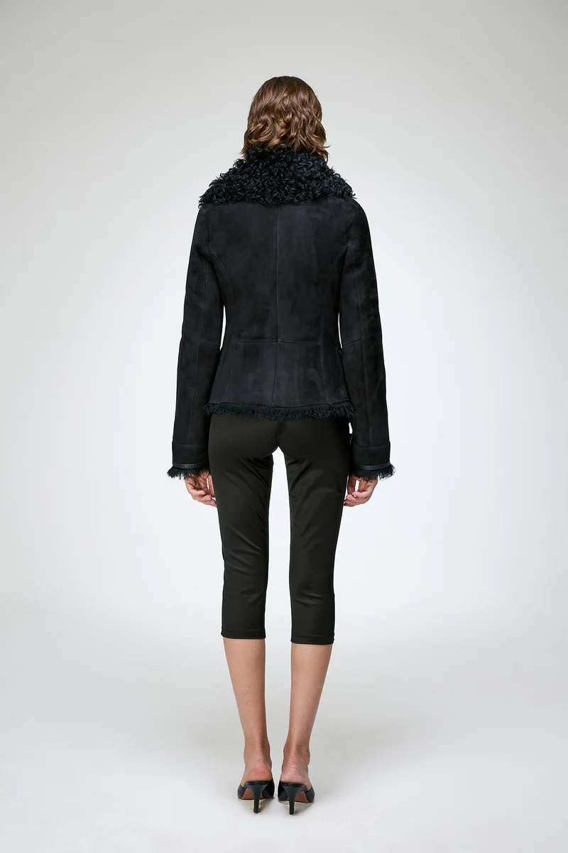 Rita - Schwarze Lammfelljacke