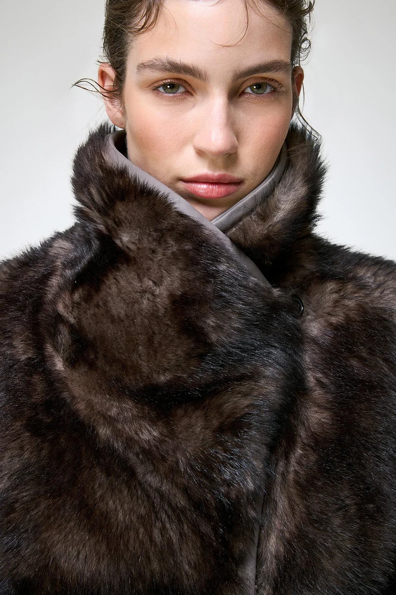 Ashley - Graue Lammfelljacke