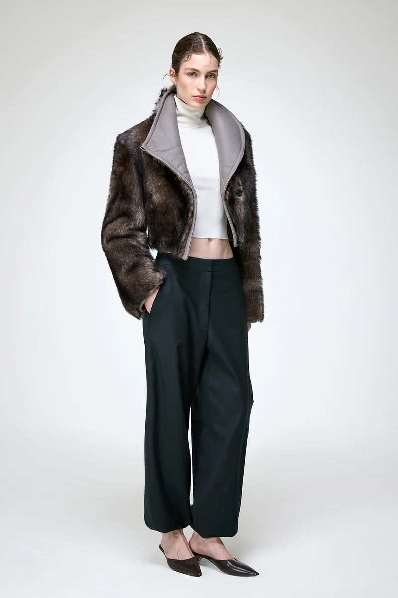 Ashley - Graue Lammfelljacke
