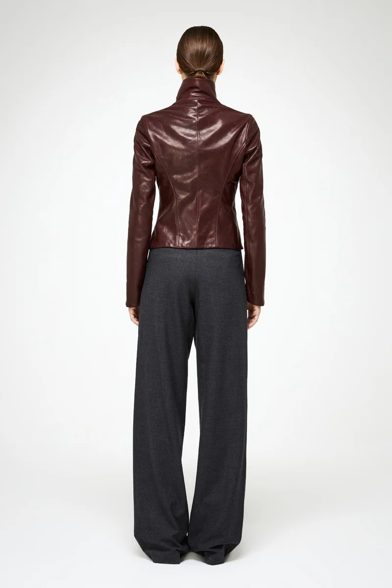 Edna – Lederjacke in Kirschrot