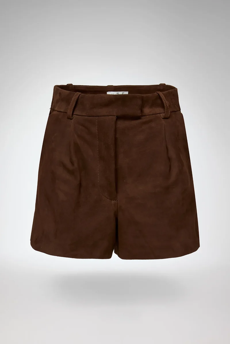 Colette – Shorts aus tabakfarbenem Leder