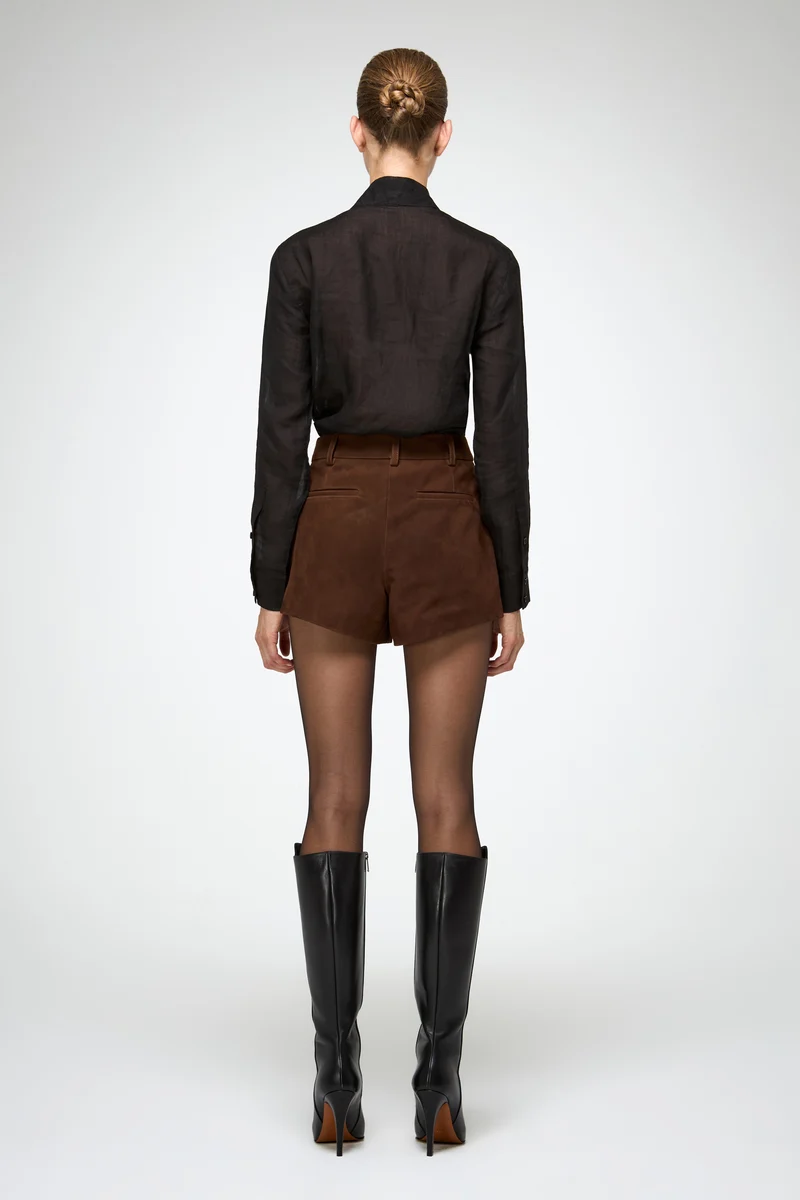 Colette – Shorts aus tabakfarbenem Leder