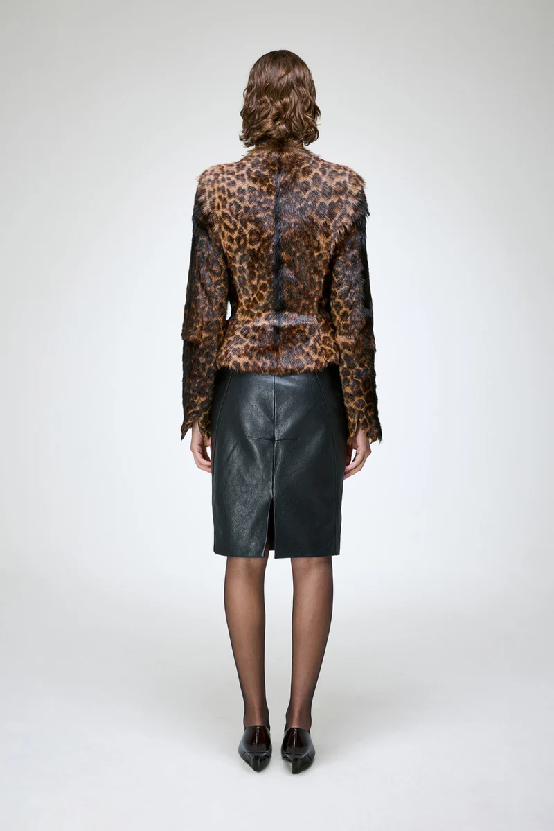 Anna - Leopard Lammfelljacke