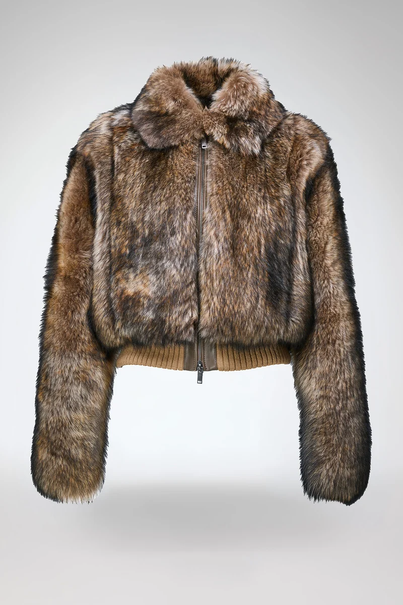 Thora - Dunkelbraune Lammfelljacke