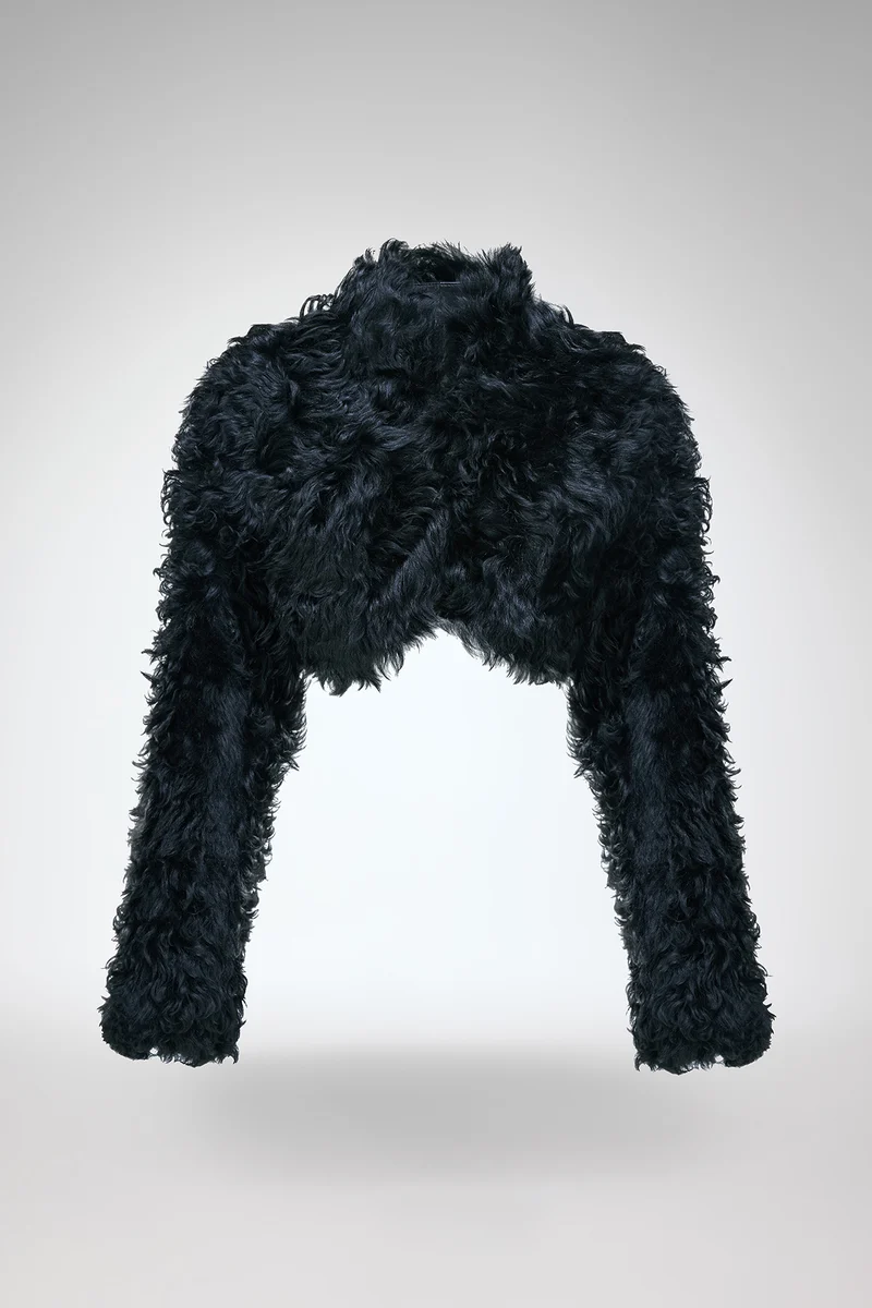 Ella - Schwarze Lammfelljacke