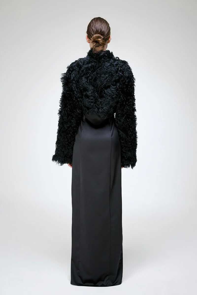 Ella - Schwarze Lammfelljacke