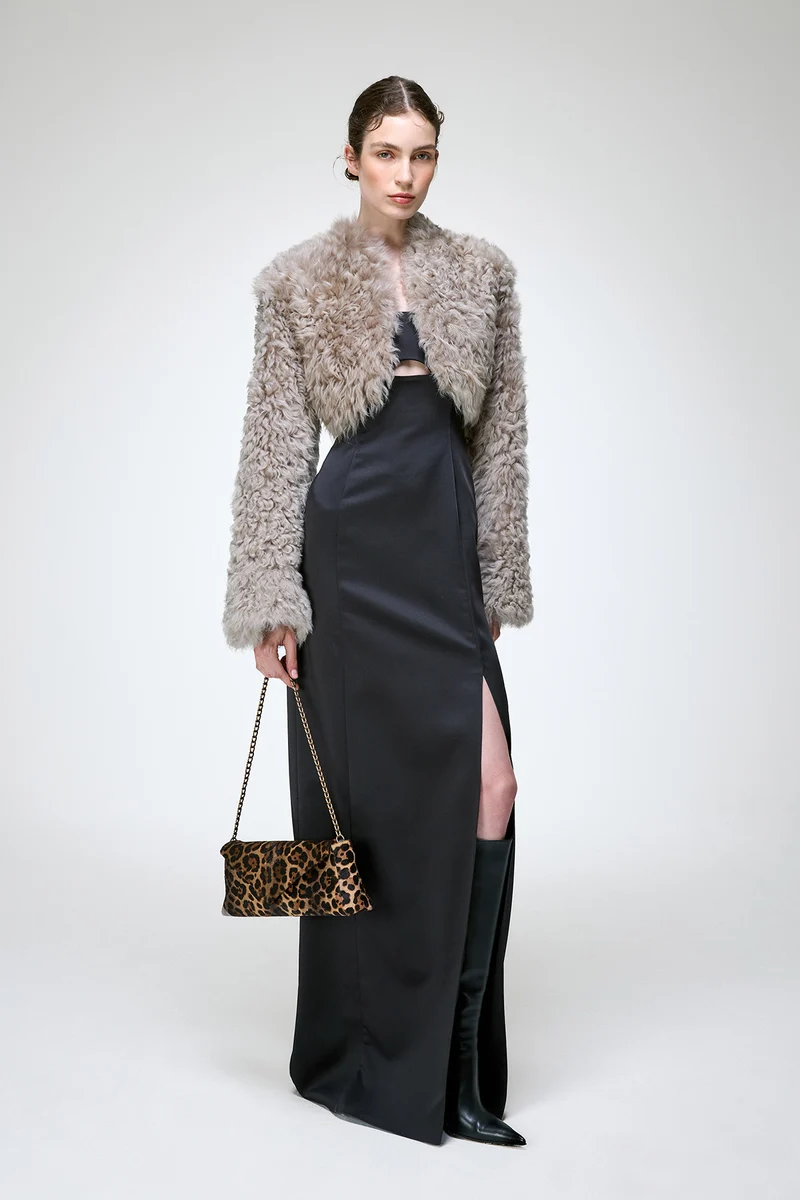Ella - Graue Lammfelljacke