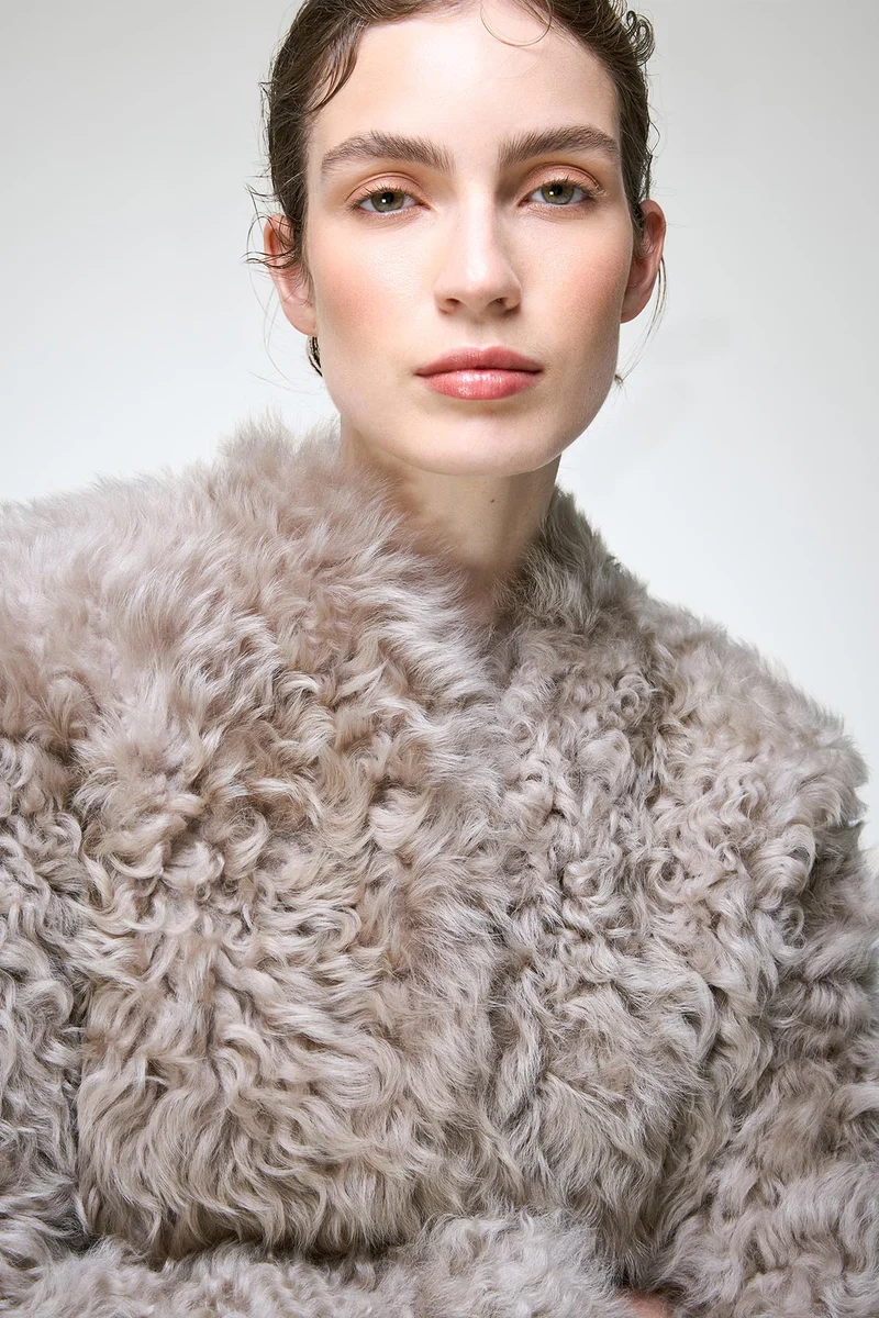 Ella - Graue Lammfelljacke
