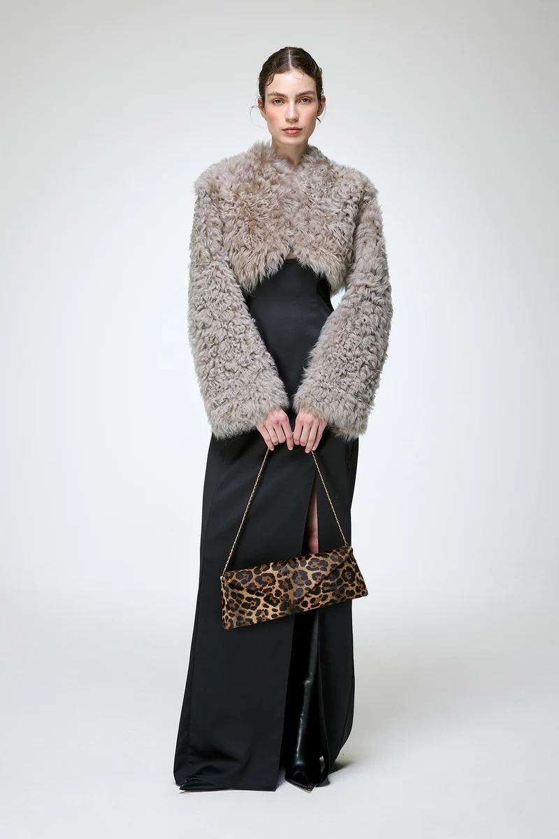 Ella - Graue Lammfelljacke