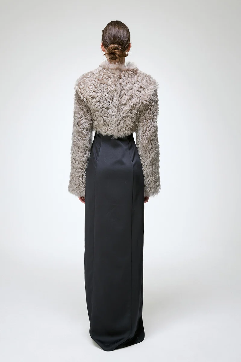 Ella - Graue Lammfelljacke