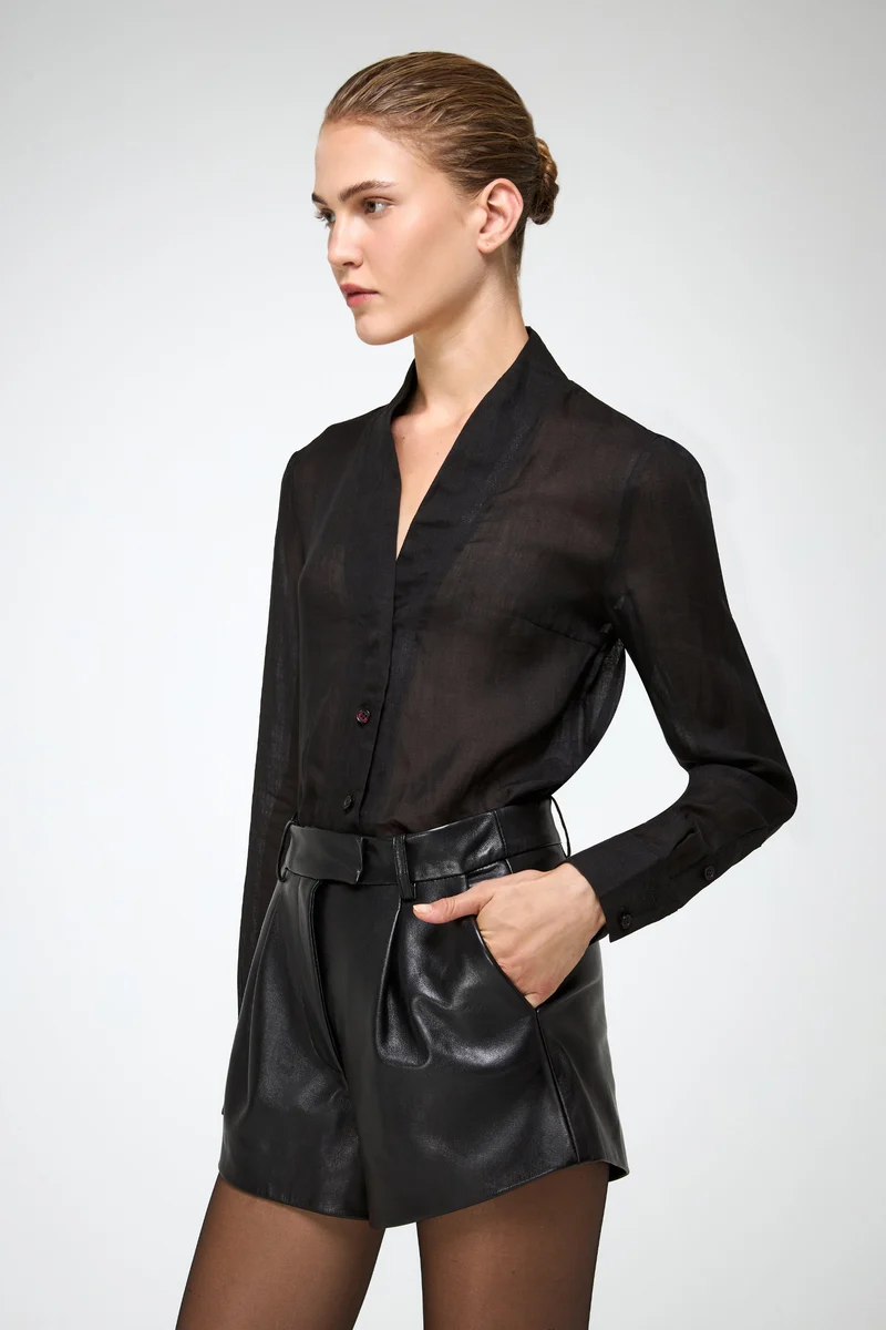 Colette – Schwarze Leder-Shorts