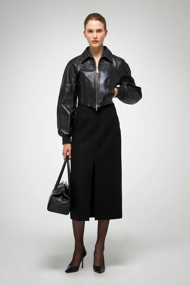 Abigail – Dunkelbraun Lederjacke