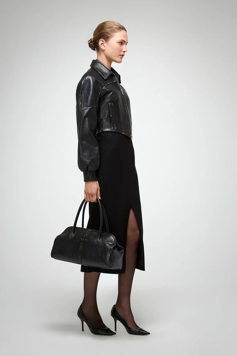 Abigail – Dunkelbraun Lederjacke