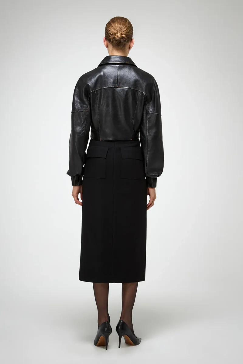 Abigail – Dunkelbraun Lederjacke