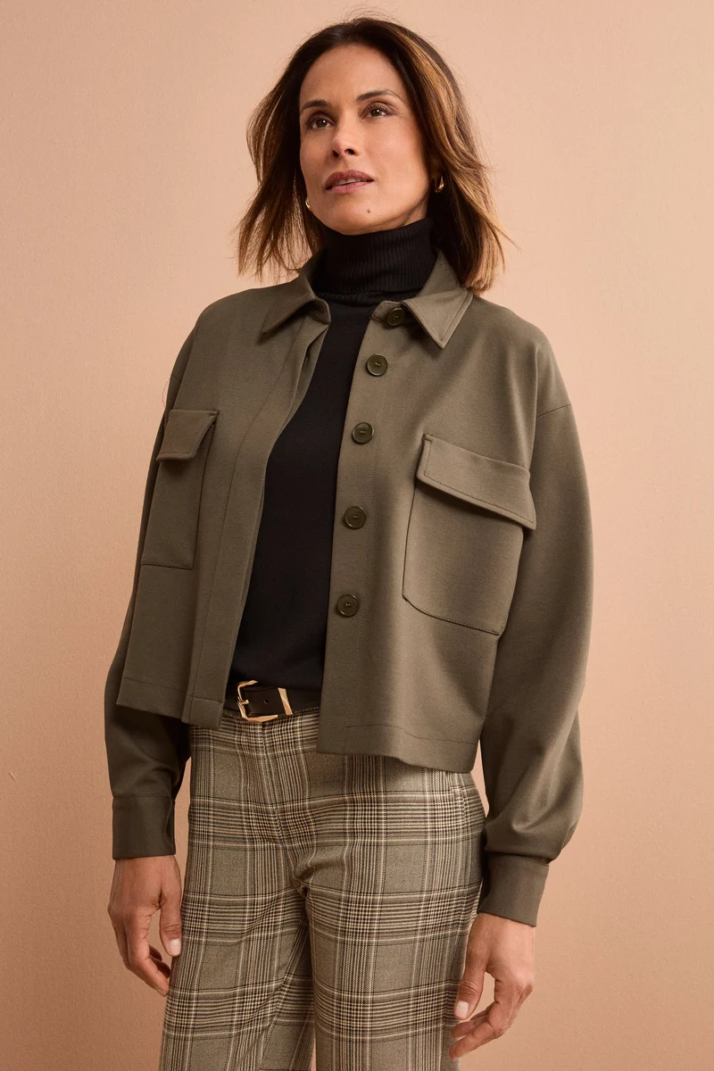 Giacca Overshirt Sfoderata Regular Fit - VERDE MILITARE