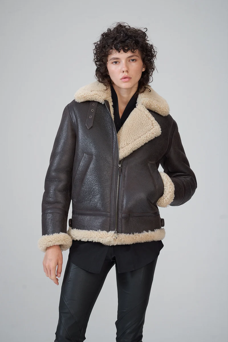 Braune LammfellJacke