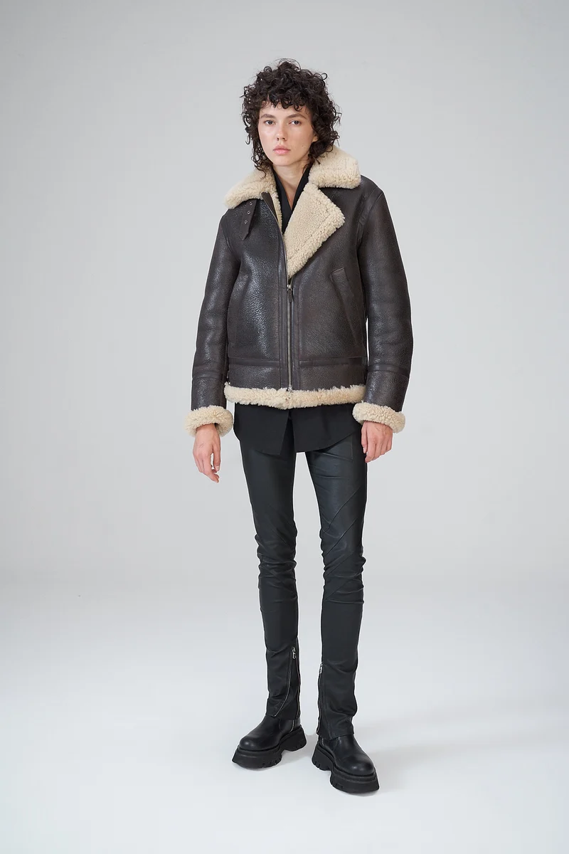 Braune LammfellJacke