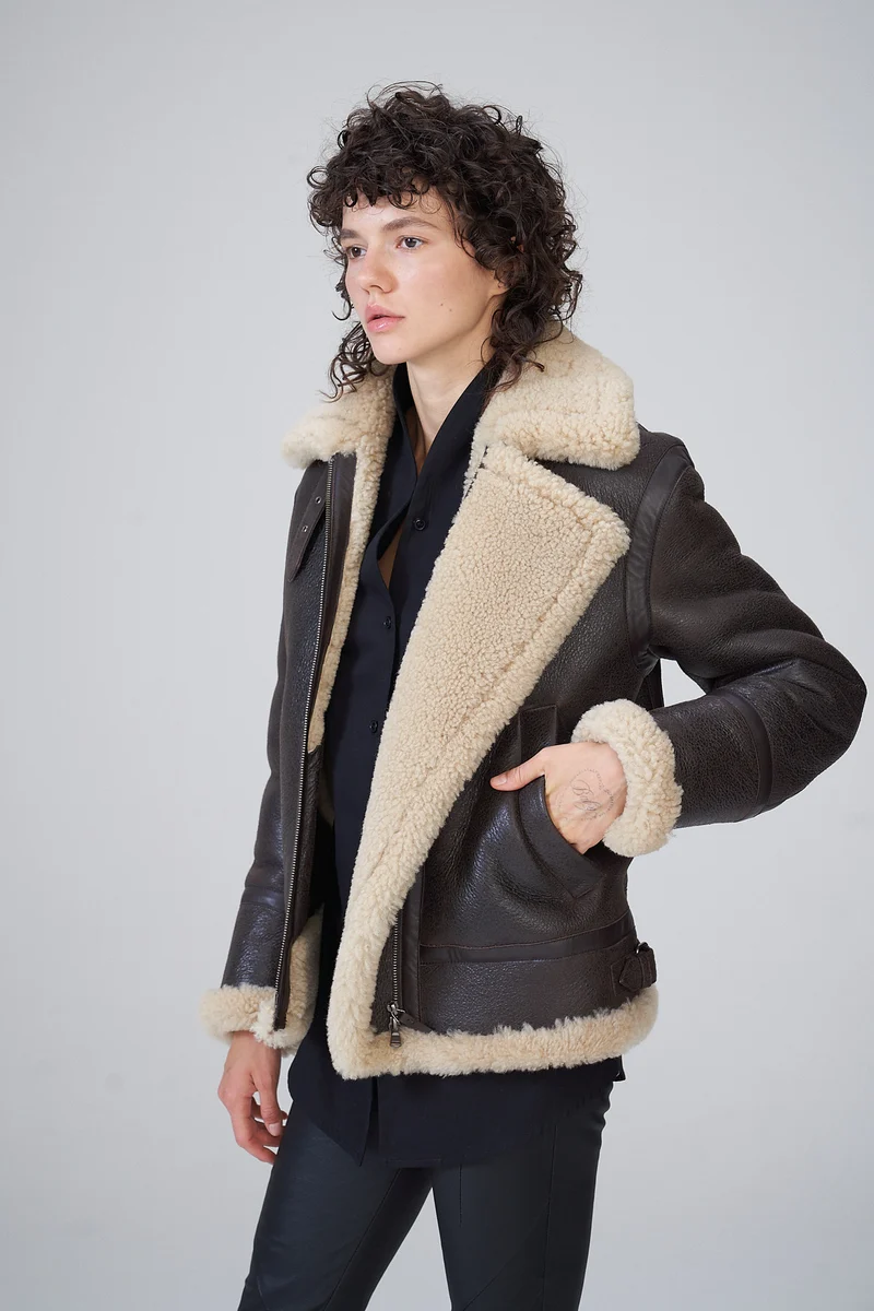 Braune LammfellJacke
