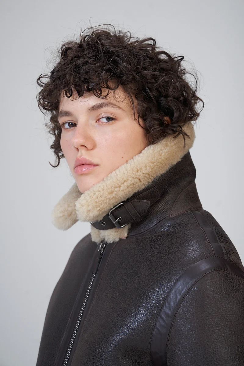 Braune LammfellJacke
