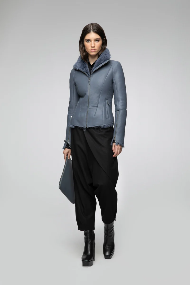 Indigo Lammfelljacke