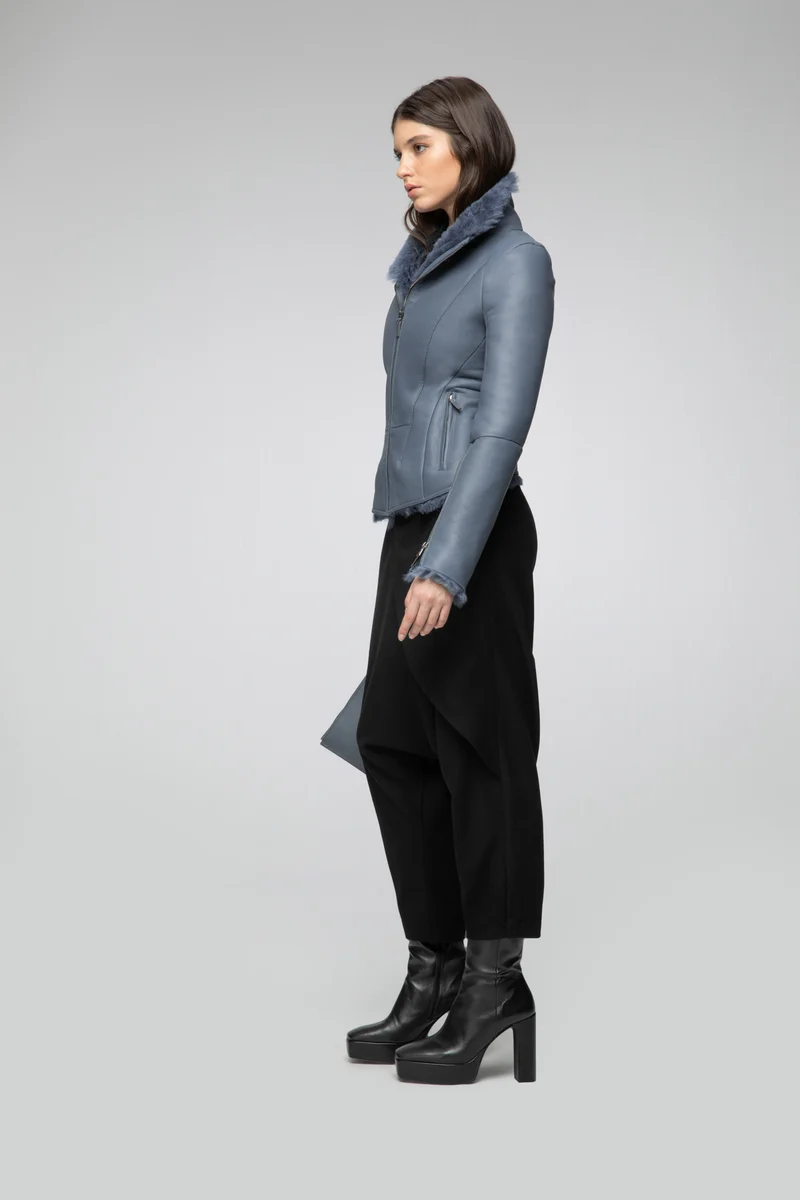 Indigo Lammfelljacke