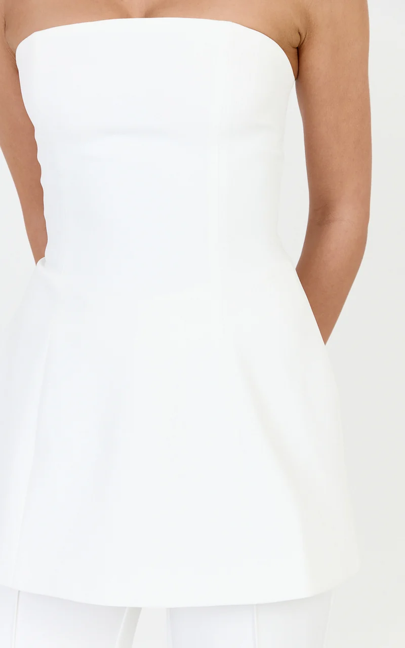 Daisy Top - Strapless Long Line Shirred Back Top in Off White