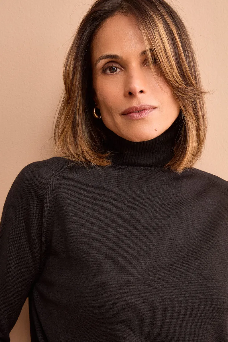 Dolcevita Raglan in Lana Vergine - NERO