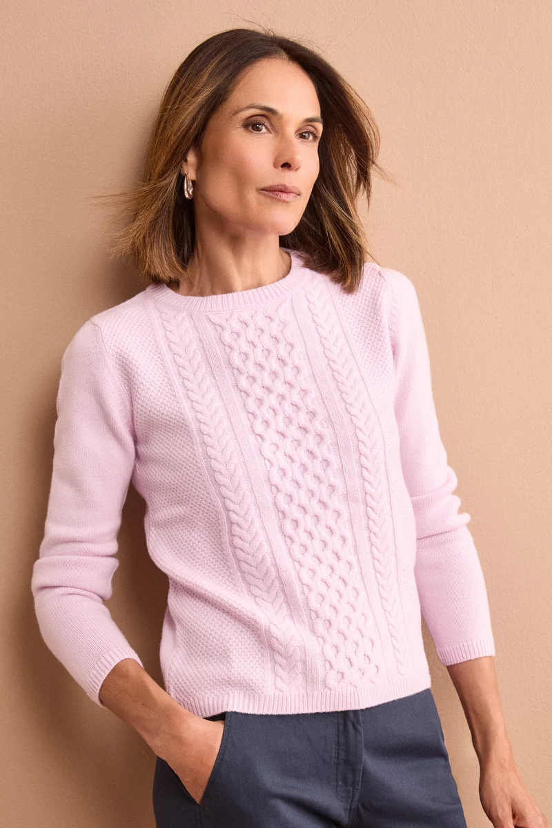 Girocollo Lavorato in Lana e Cashmere - GLICINE