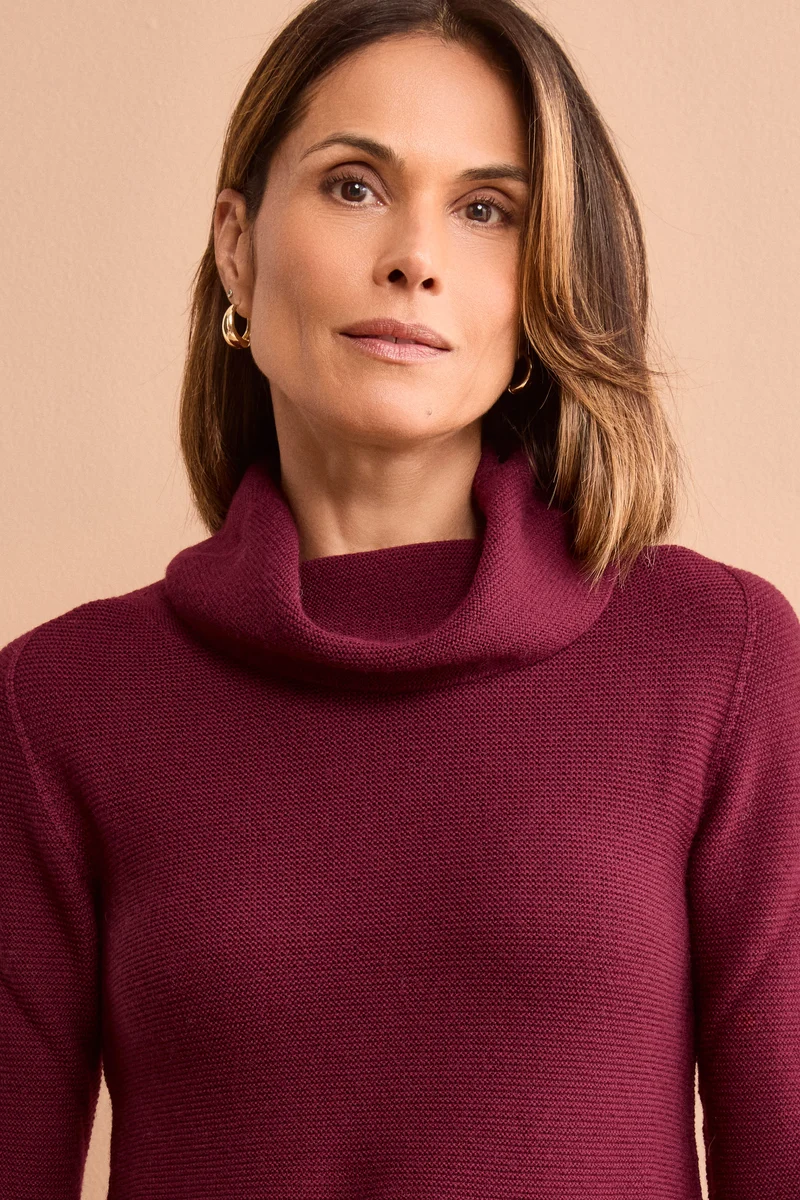 Maglia con Spacchi in Lana Merino - BORDEAUX