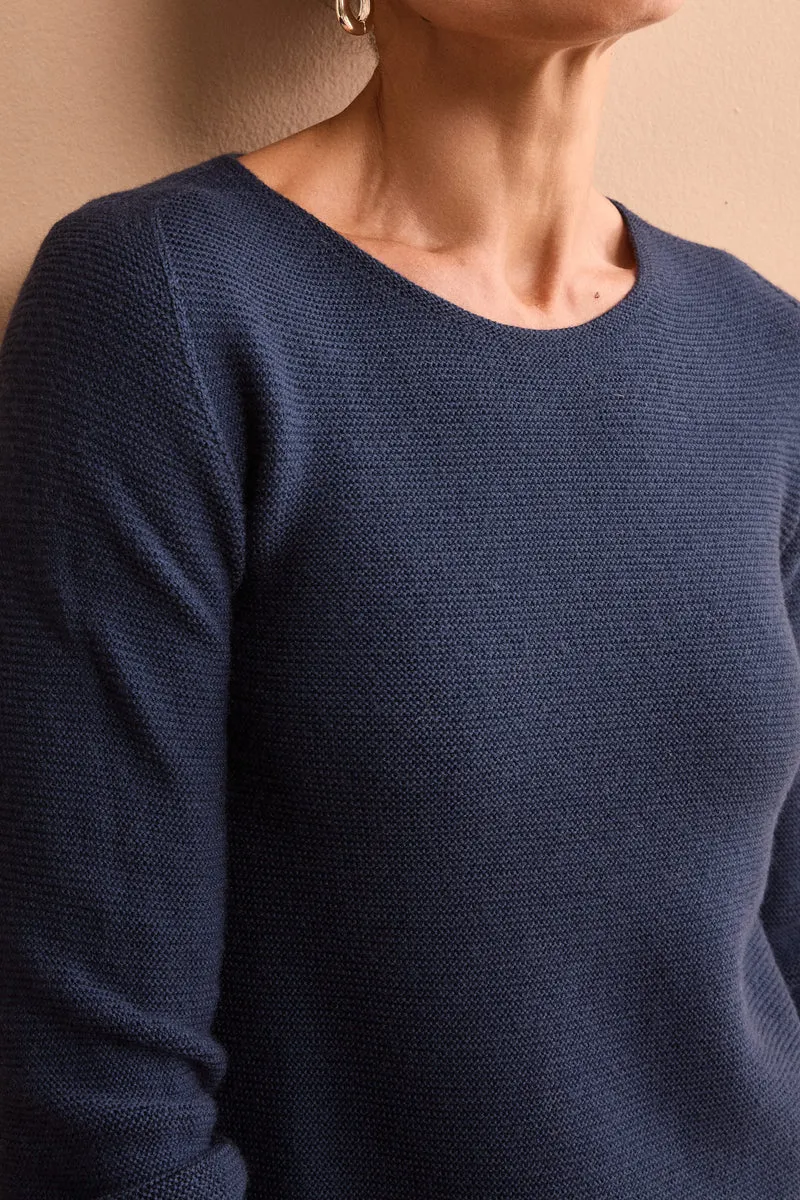Maglia Barchetta in Lana Merino - NAVY