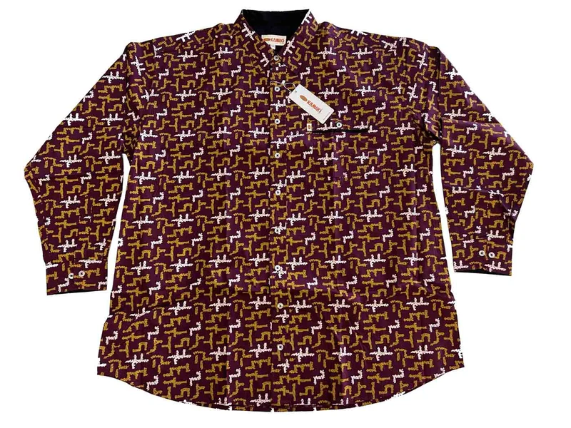 Kamro Hemd Herren Übergröße 4XL-10XL Rot-Gelb, langarm bedruckt