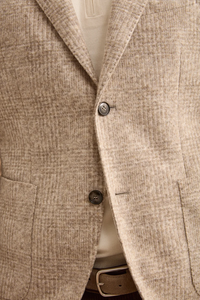 Giacca Check Monopetto in Misto Lana - BEIGE QUADRI